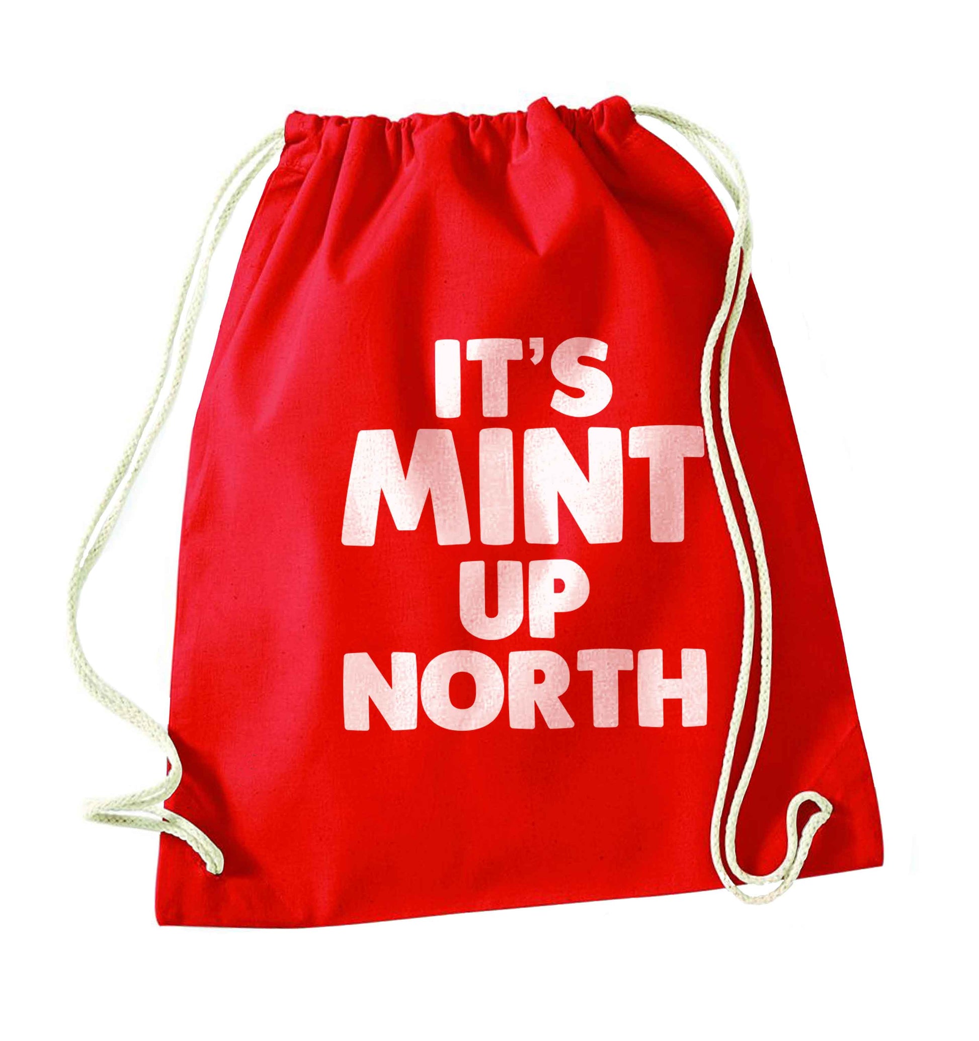 It's mint up North red drawstring bag 