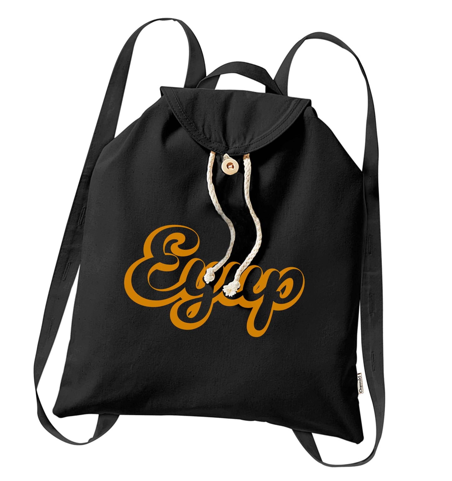 Eyup organic cotton backpack tote with wooden buttons in black
