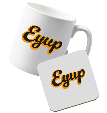 10 oz Ceramic mug and coaster Eyup both sides