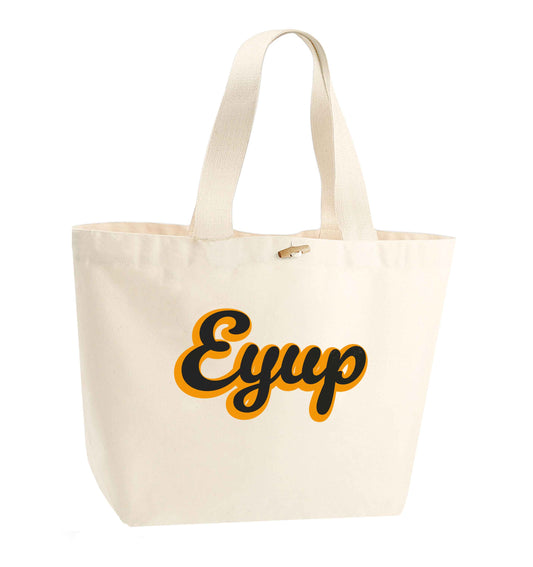 Eyup organic cotton premium tote bag with wooden toggle in natural