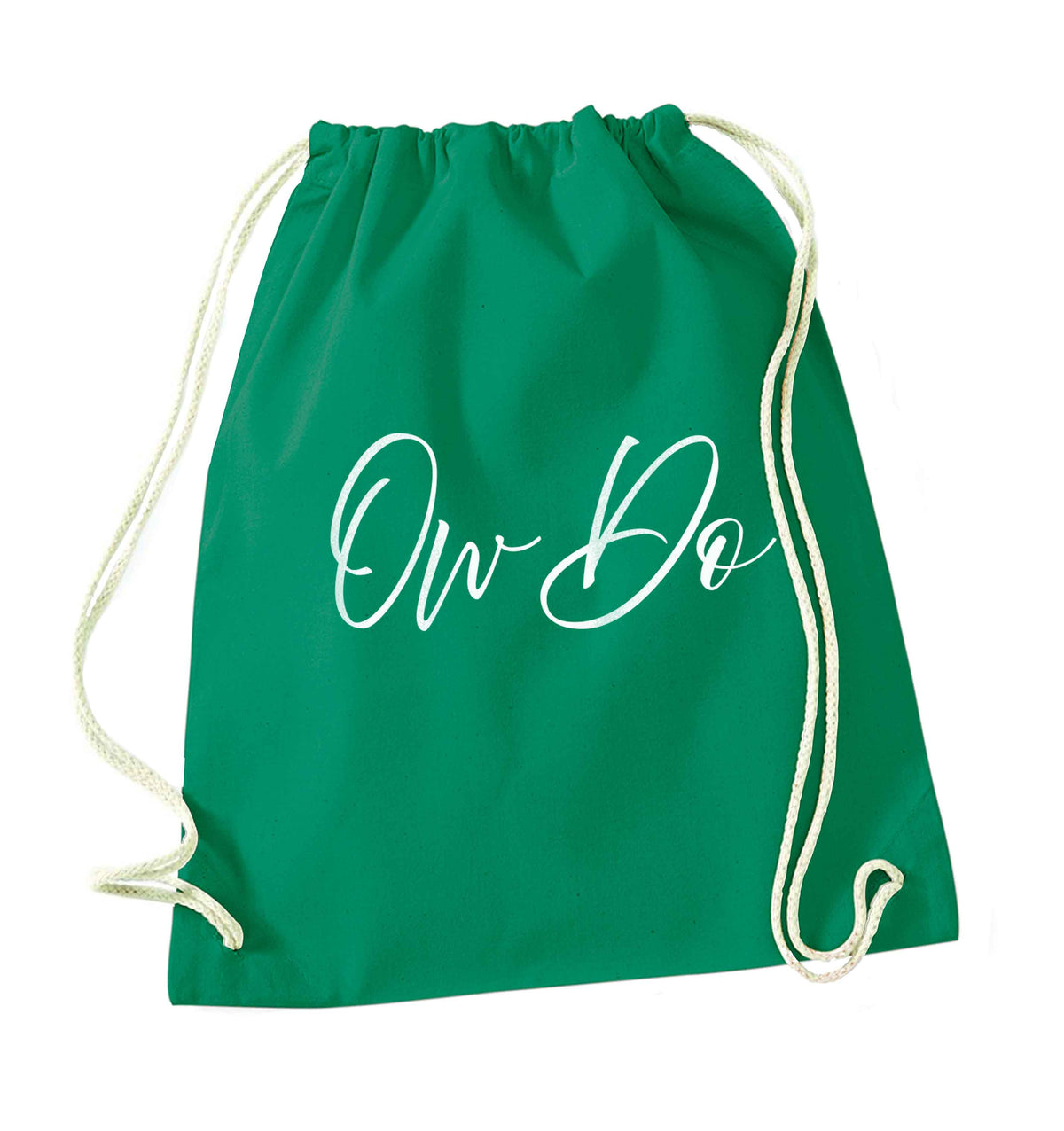 Ow do green drawstring bag