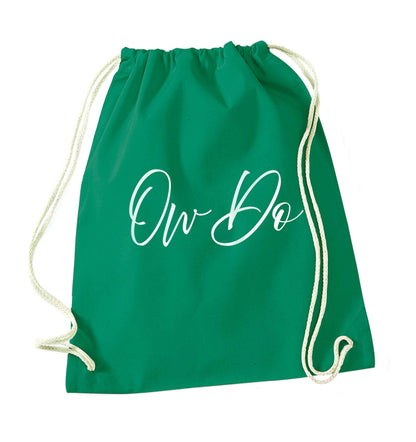 Ow do green drawstring bag