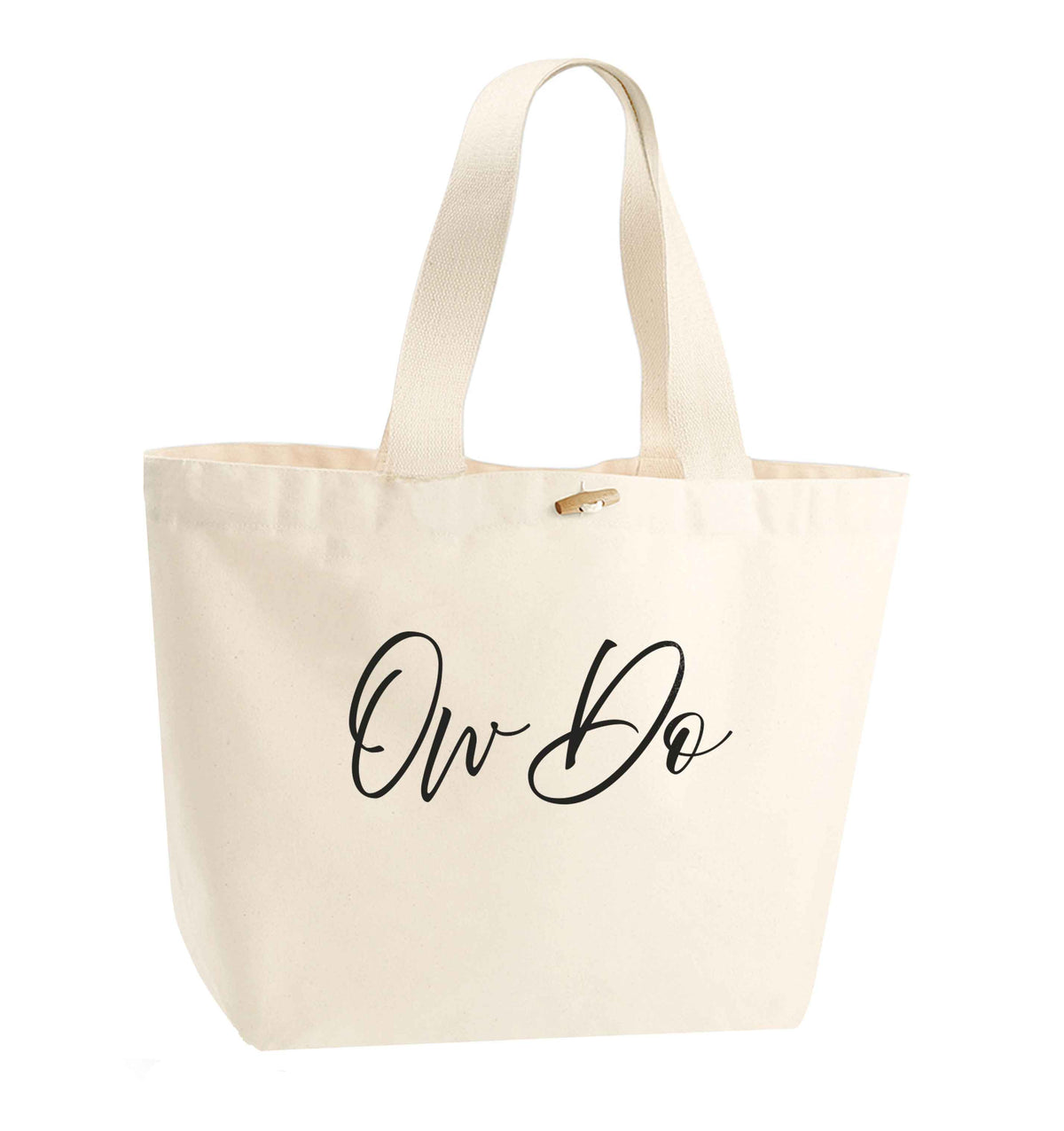 Ow do organic cotton premium tote bag with wooden toggle in natural