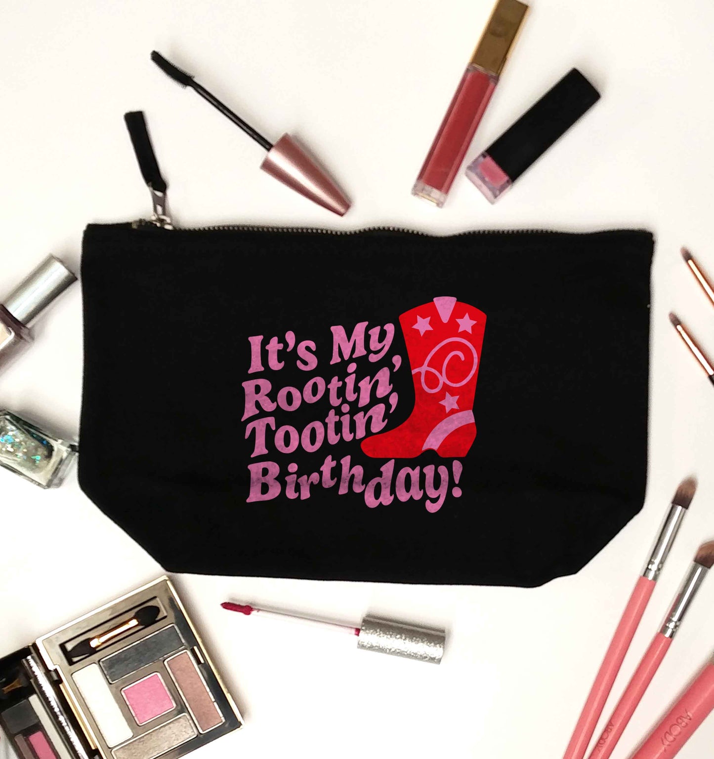 It's my rootin' tootin' birthday! black makeup bag
