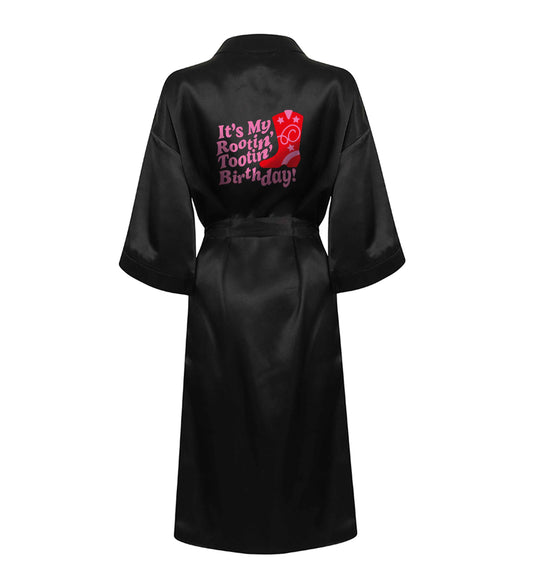 It's my rootin' tootin' birthday! XL/XXL black ladies dressing gown size 16/18