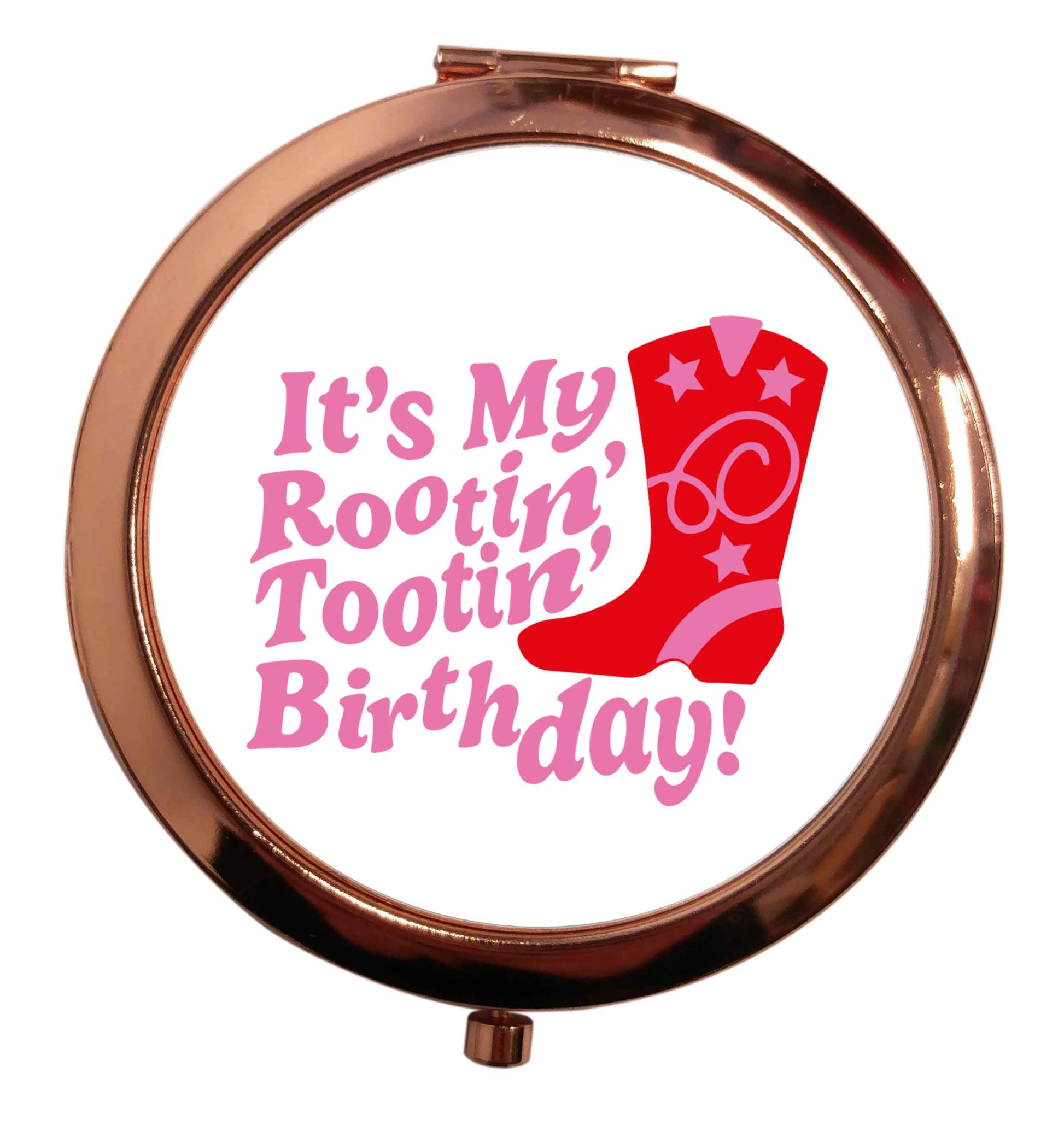 It's my rootin' tootin' birthday! rose gold circle pocket mirror