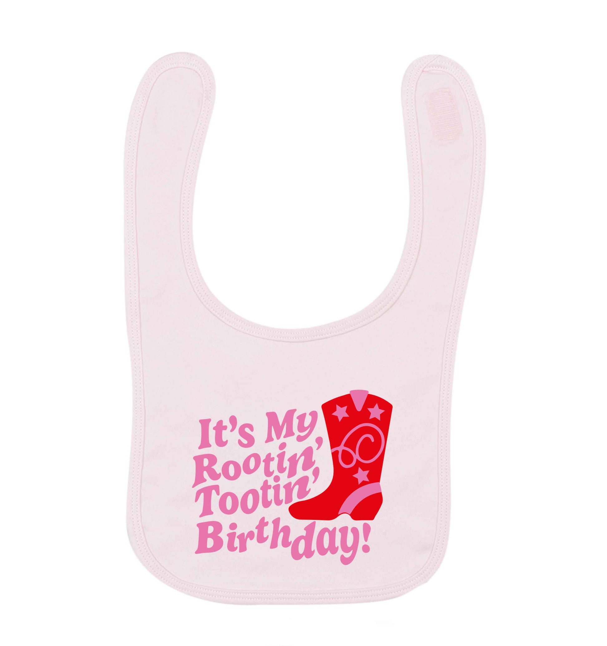 It's my rootin' tootin' birthday! pale pink baby bib