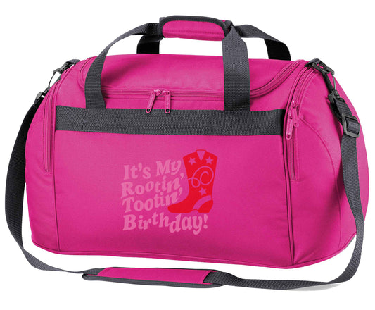 It's my rootin' tootin' birthday! pink holdall / duffel bag