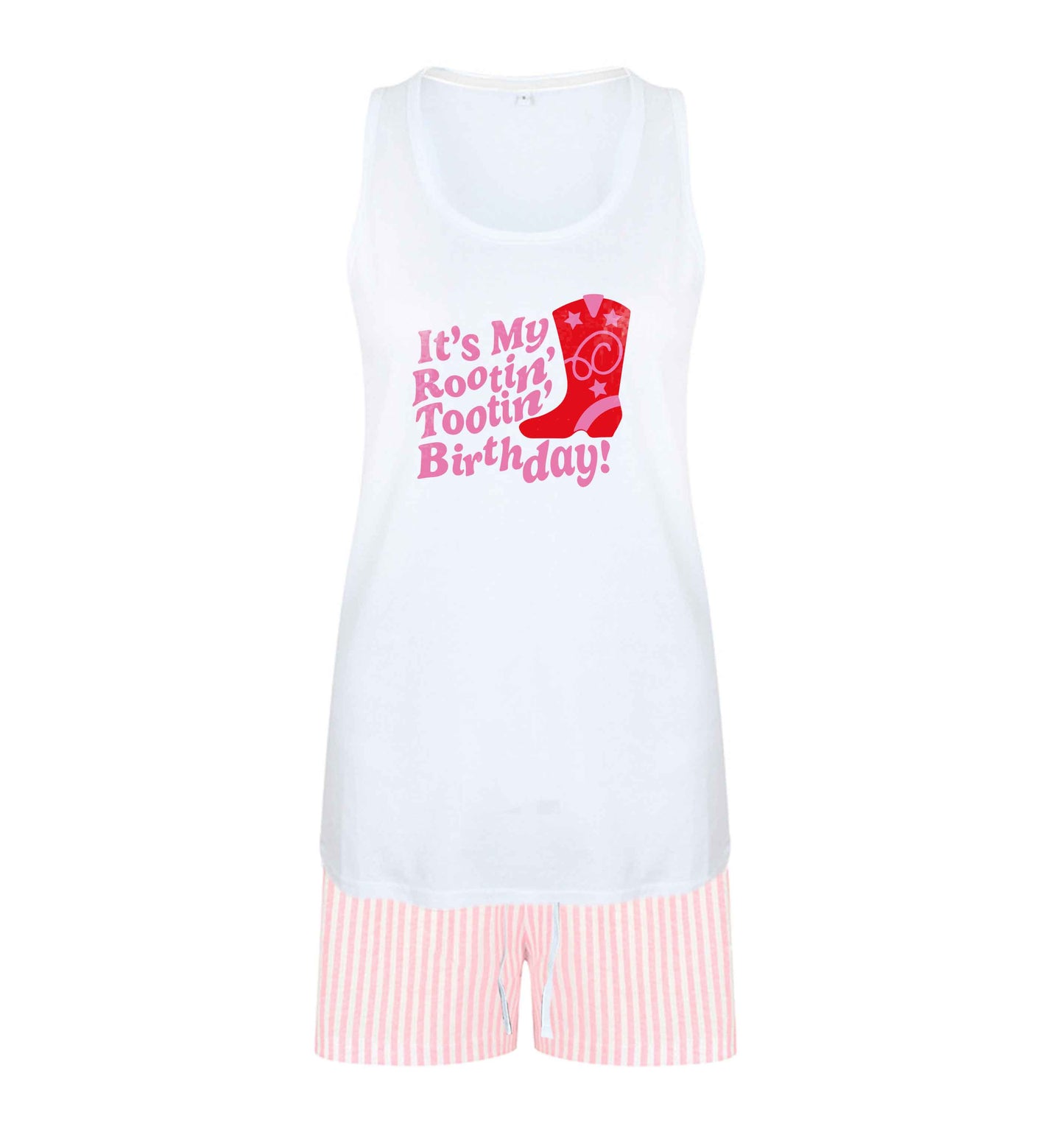 It's my rootin' tootin' birthday! size XL women's pyjama shorts set in pink 