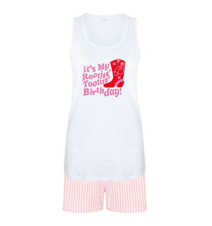 It's my rootin' tootin' birthday! size XL women's pyjama shorts set in pink 