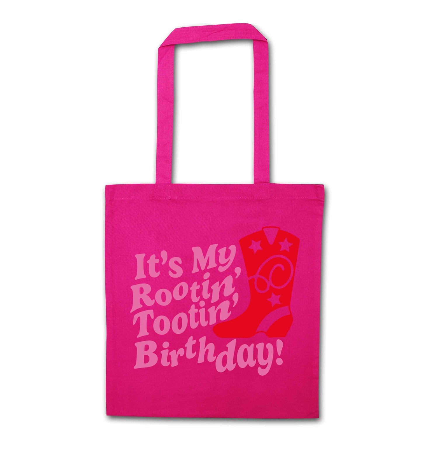 It's my rootin' tootin' birthday! pink tote bag