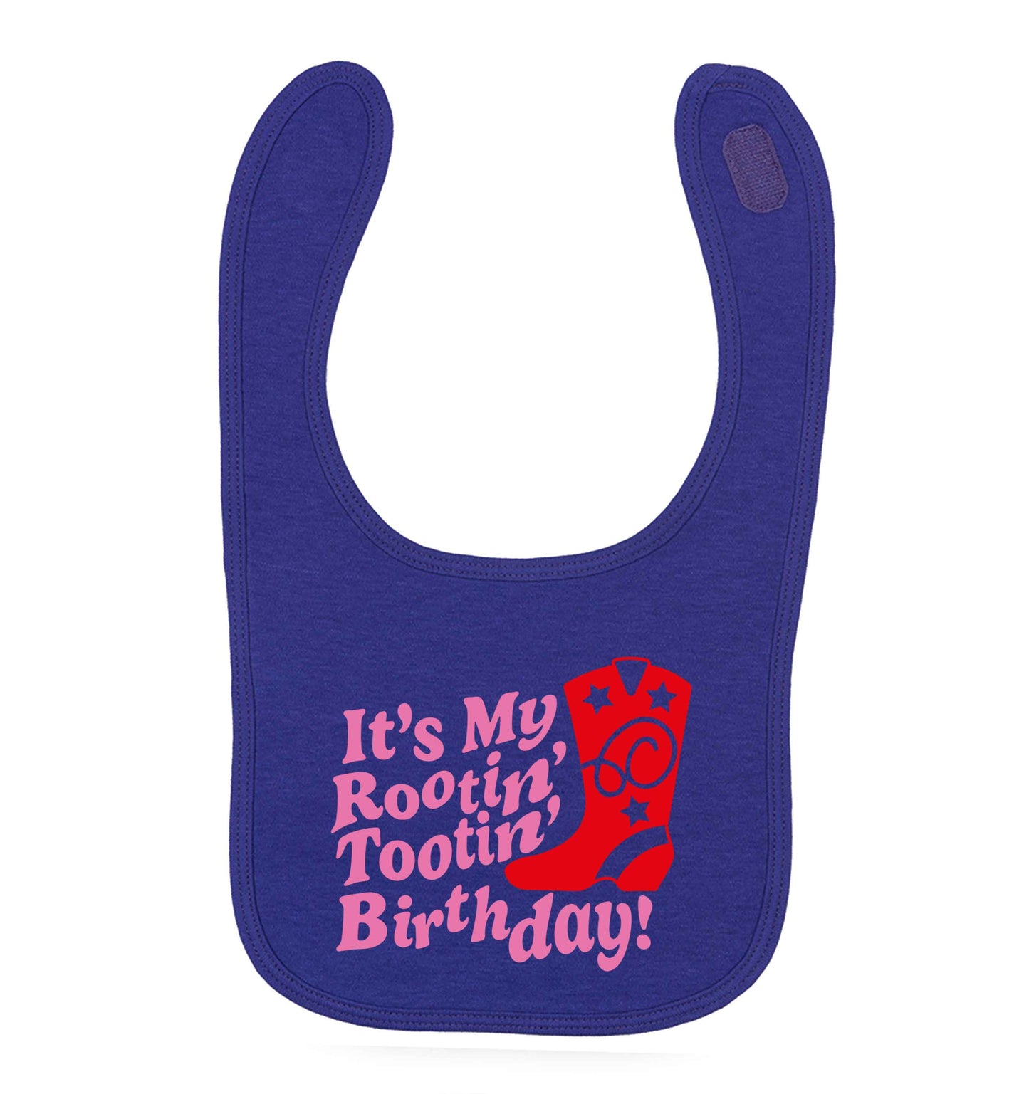 It's my rootin' tootin' birthday! purple baby bib