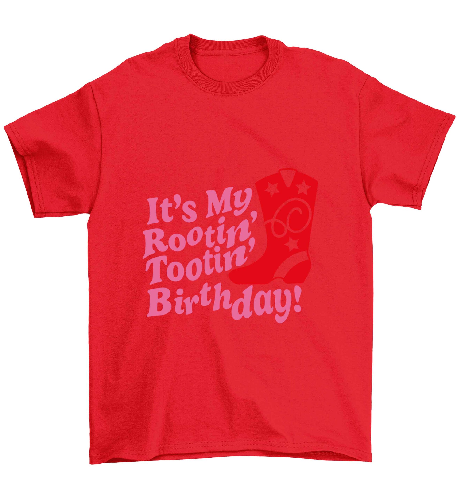 It's my rootin' tootin' birthday! Children's red Tshirt 12-13 Years