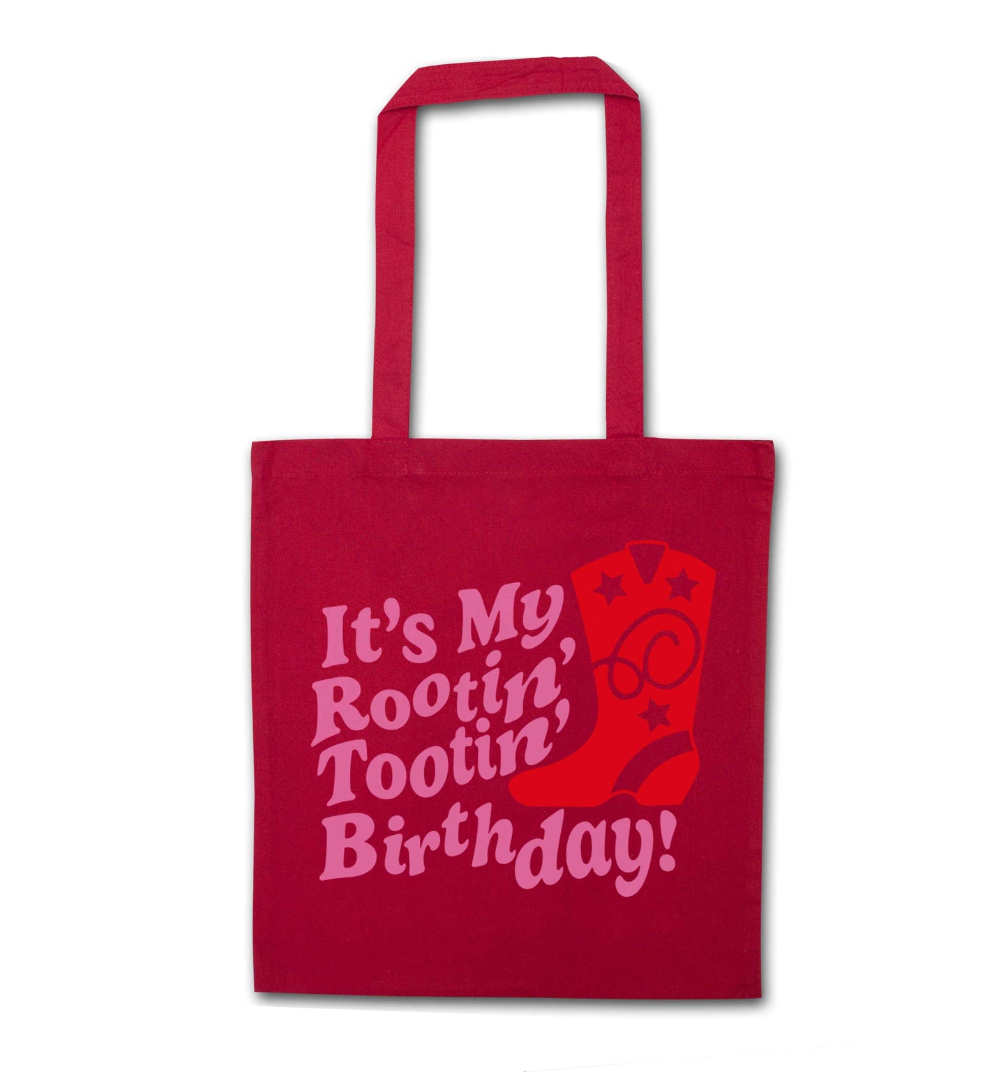 It's my rootin' tootin' birthday! red tote bag