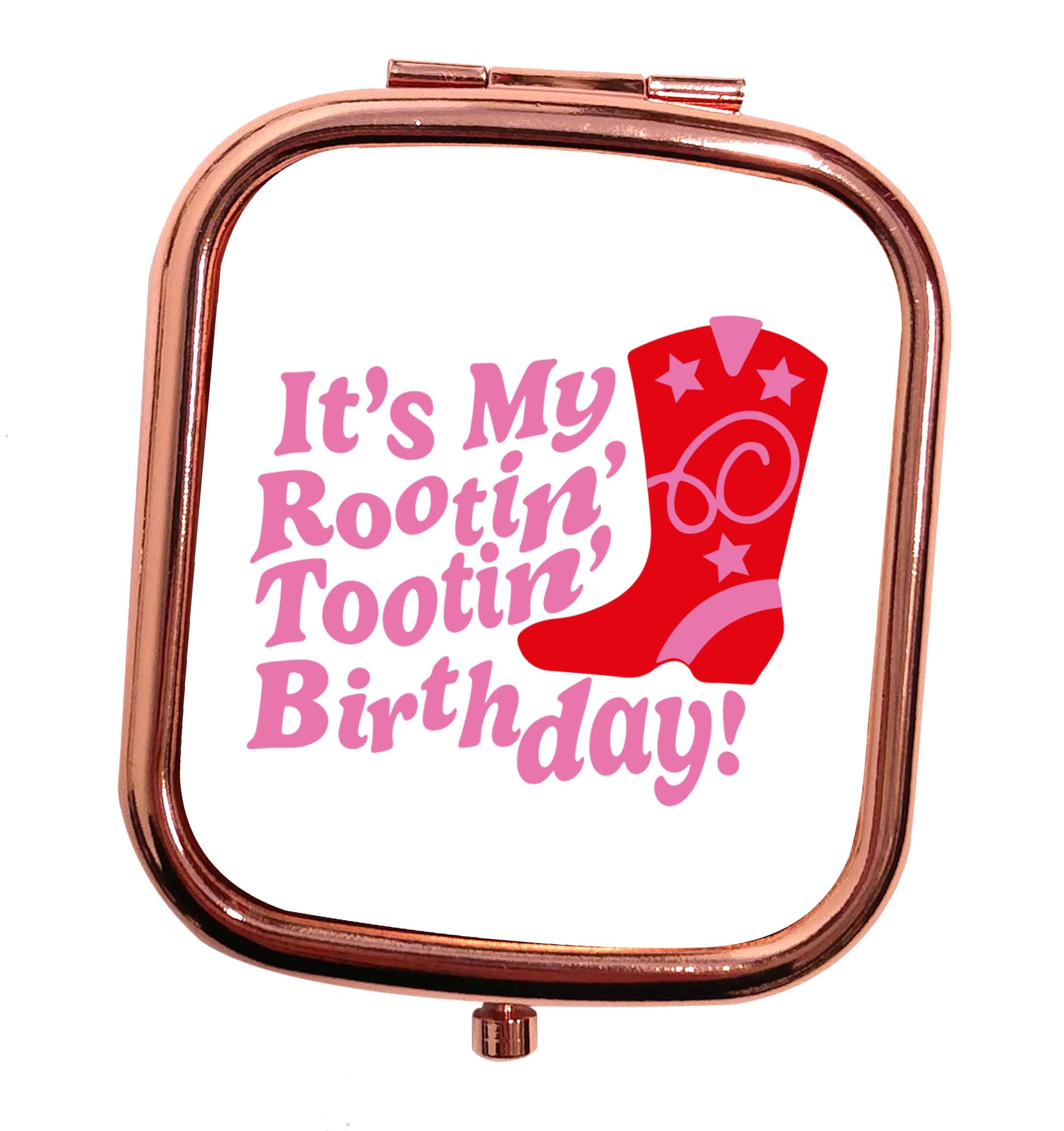 It's my rootin' tootin' birthday! rose gold square pocket mirror