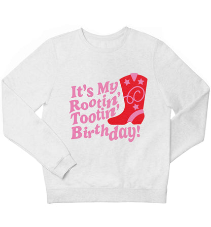 It's my rootin' tootin' birthday! children's white sweater 12-13 Years