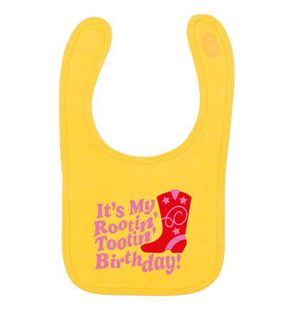 It's my rootin' tootin' birthday! yellow baby bib