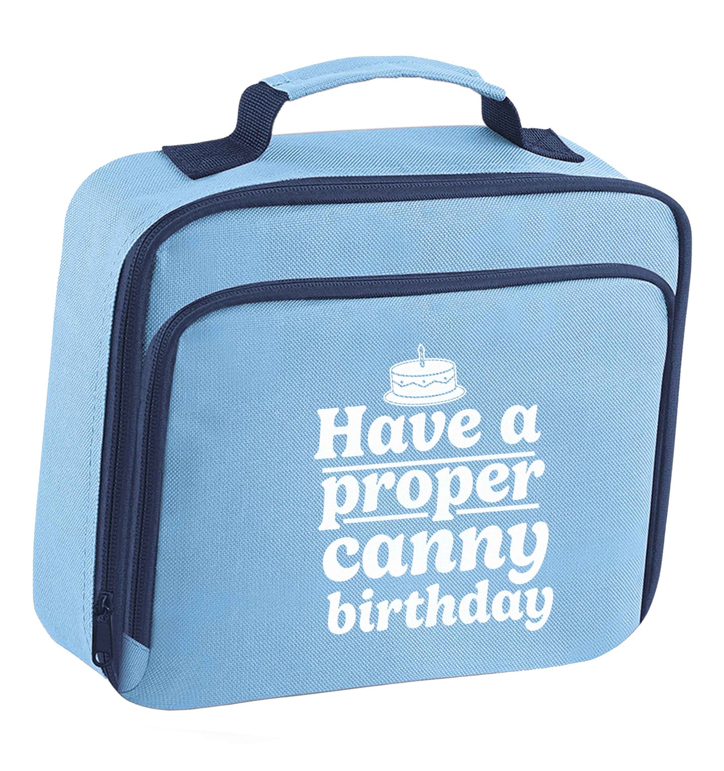 Have a proper canny birthday insulated blue lunch bag cooler