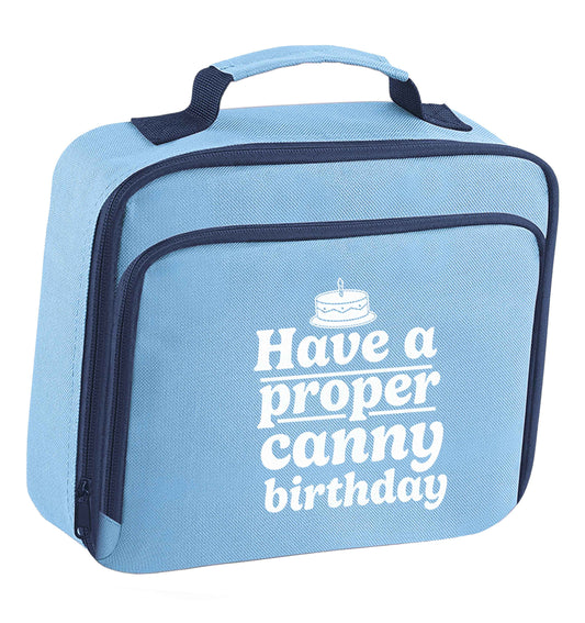 Have a proper canny birthday insulated blue lunch bag cooler
