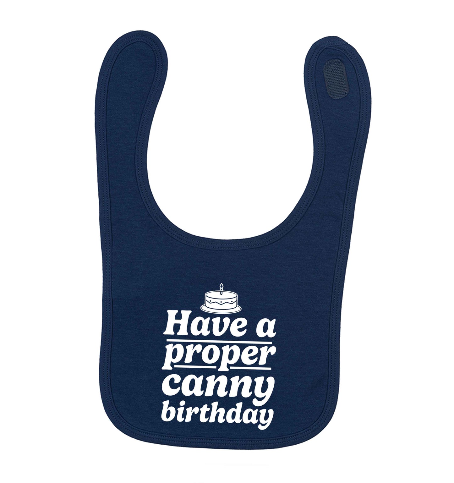 Have a proper canny birthday navy baby bib