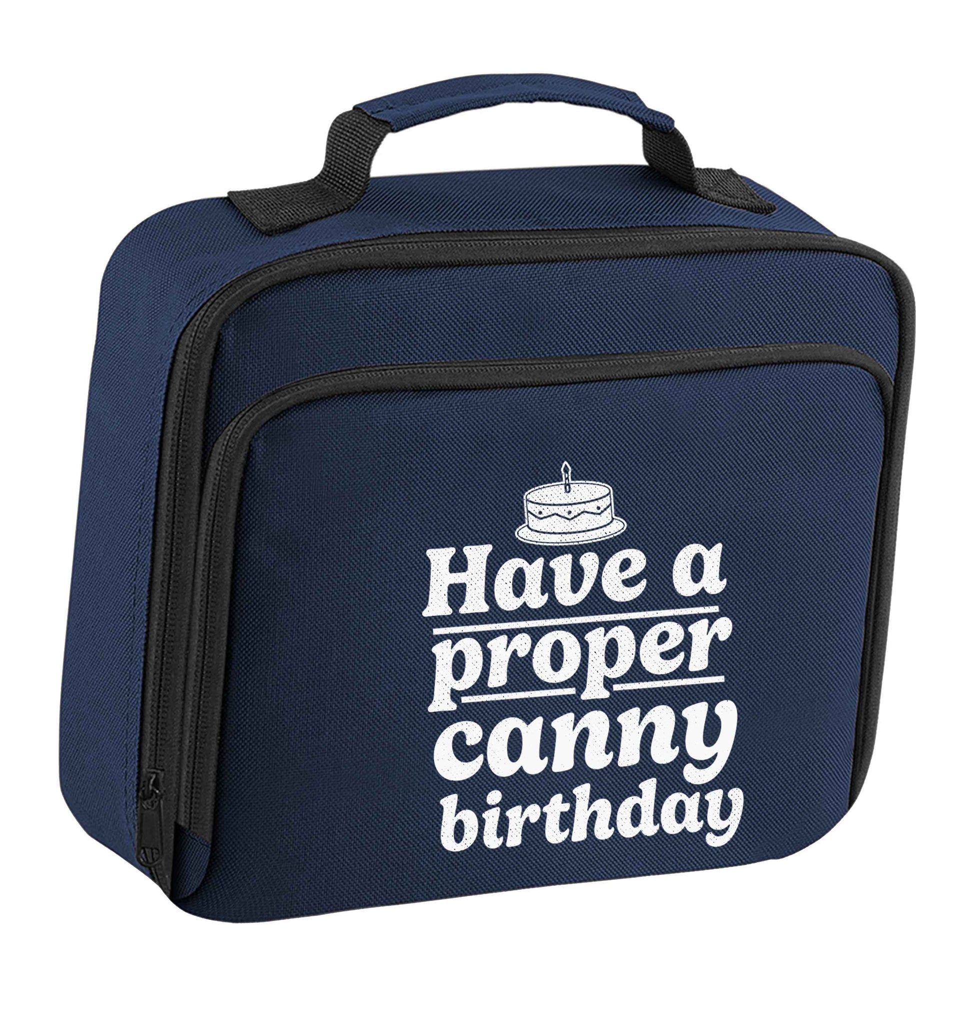 Have a proper canny birthday insulated navy lunch bag cooler