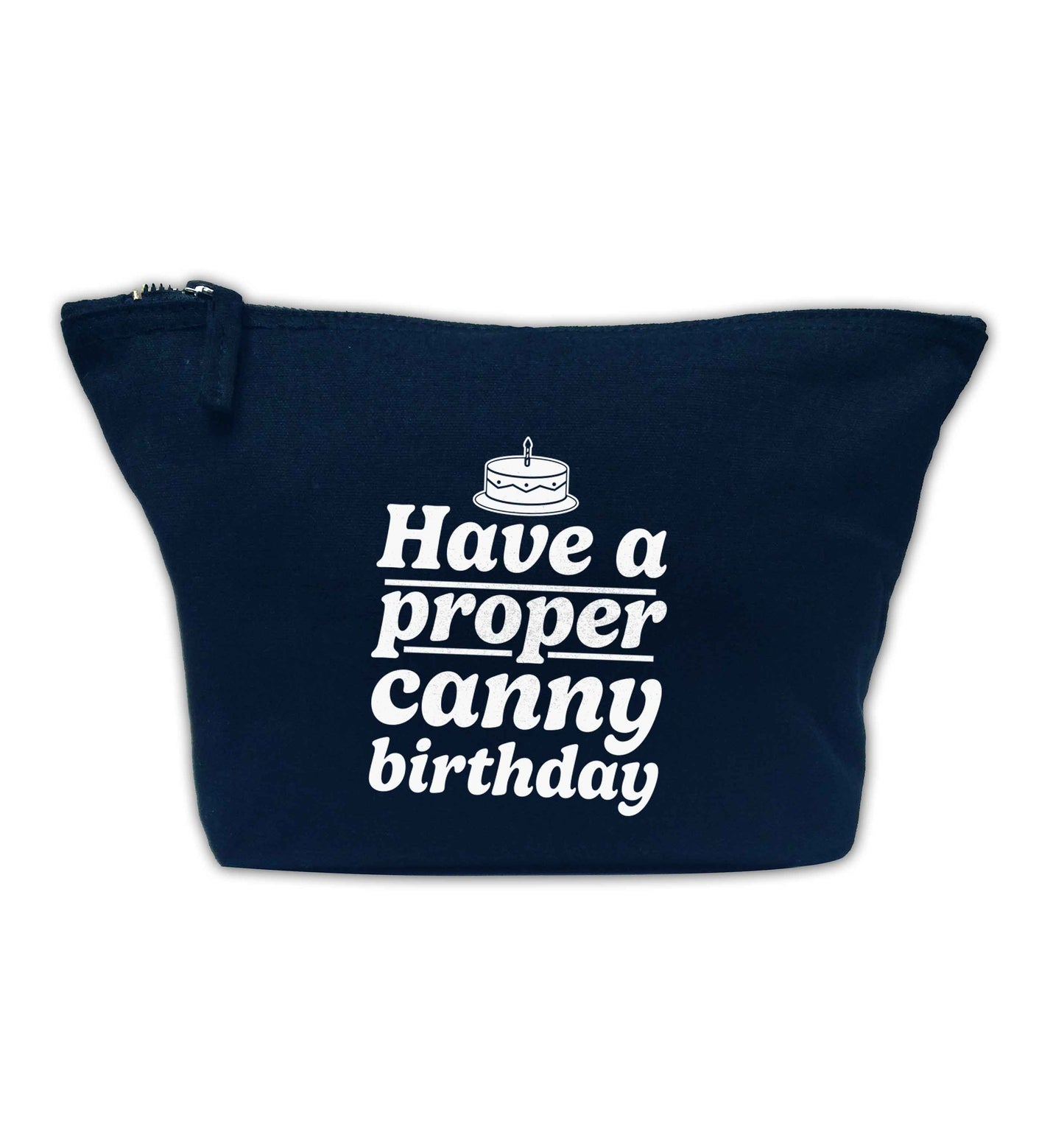 Have a proper canny birthday navy makeup bag