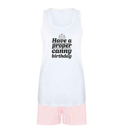 Have a proper canny birthday size XL women's pyjama shorts set in pink 