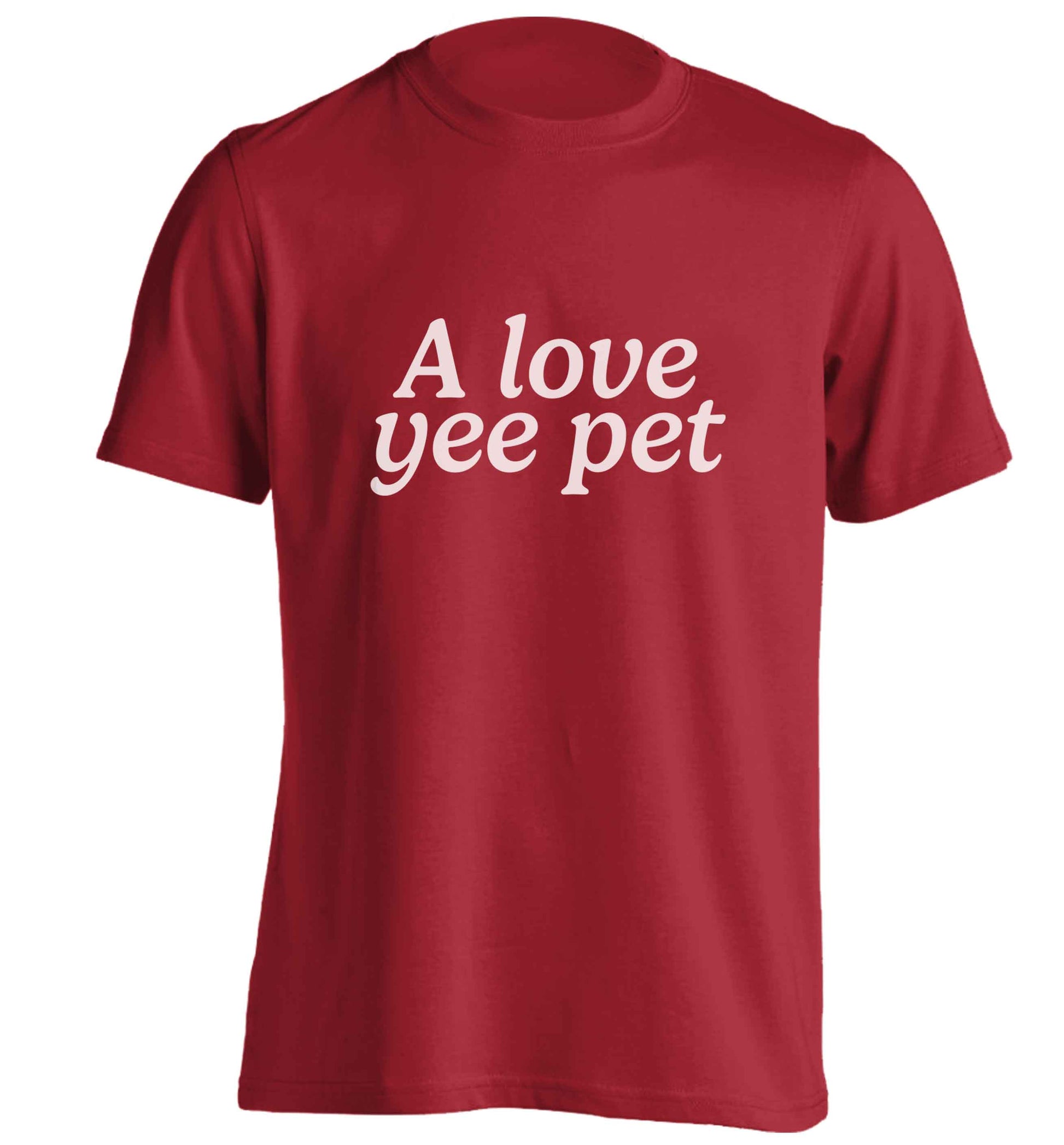 A love yee pet adults unisex red Tshirt 2XL
