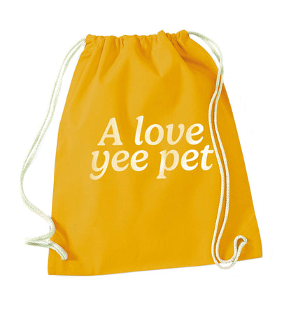A love yee pet mustard drawstring bag