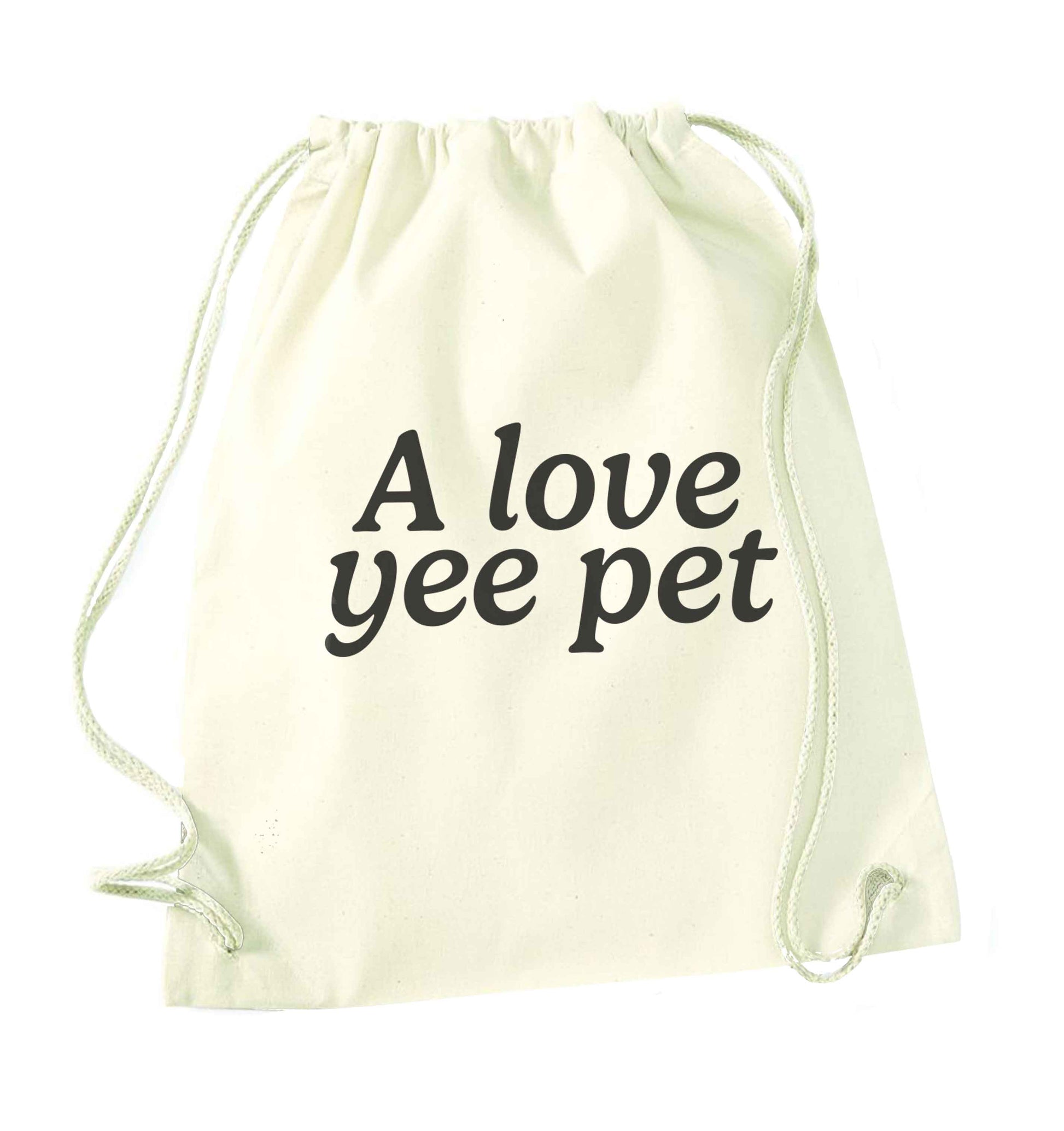 A love yee pet natural drawstring bag