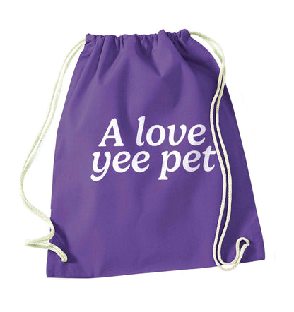 A love yee pet purple drawstring bag