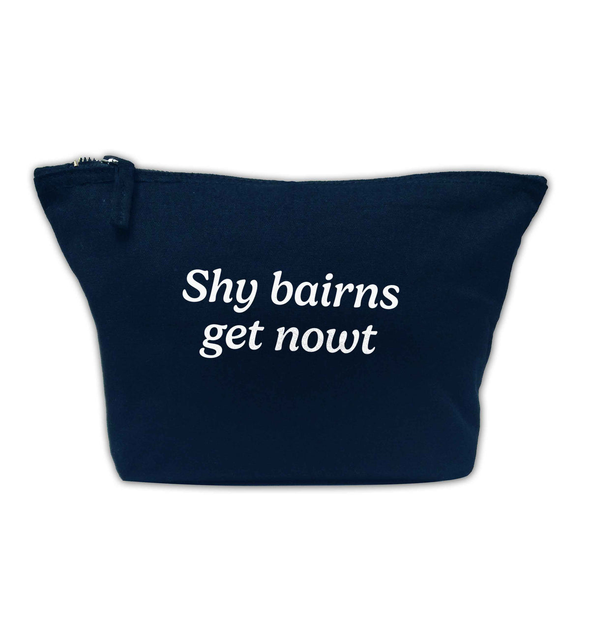 Shy bairns get nowt navy makeup bag