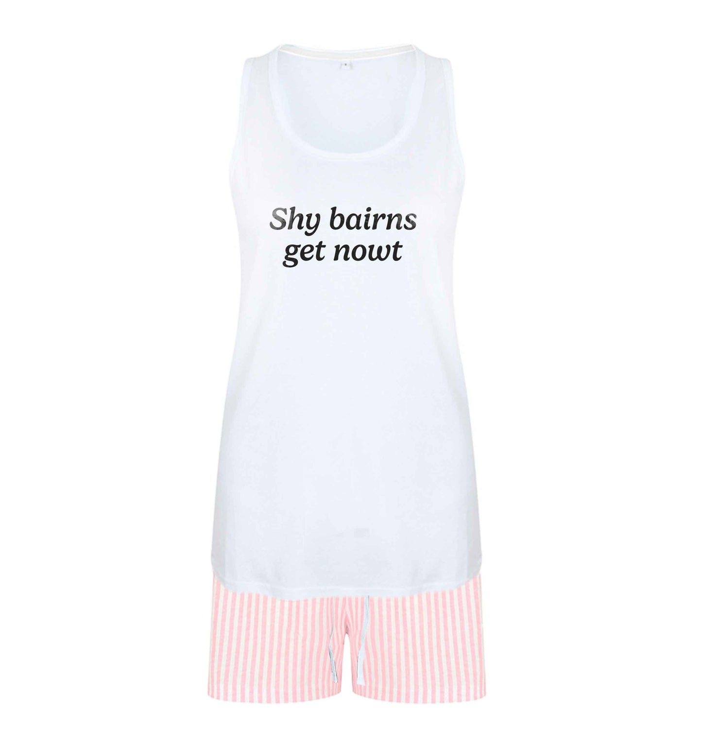 Shy bairns get nowt size XL women's pyjama shorts set in pink 