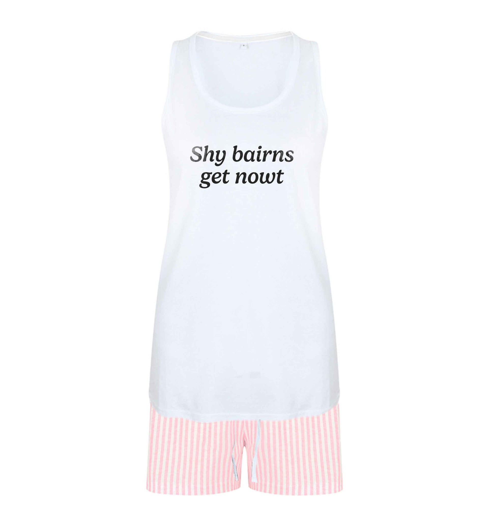 Shy bairns get nowt size XL women's pyjama shorts set in pink 