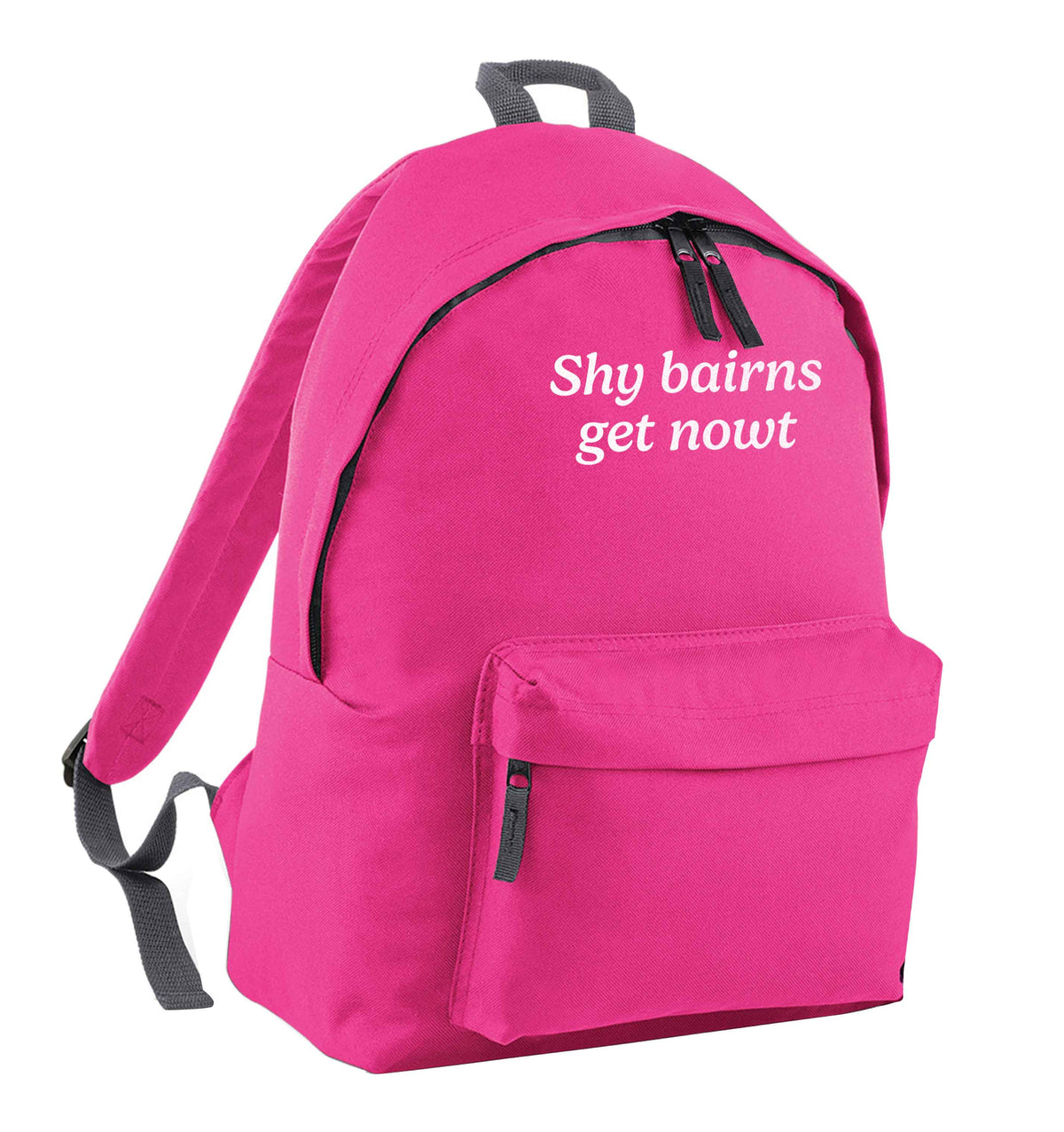 Shy bairns get nowt pink children's backpack