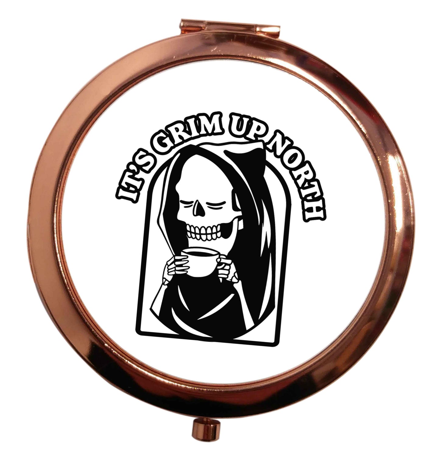 It's grim up North rose gold circle pocket mirror