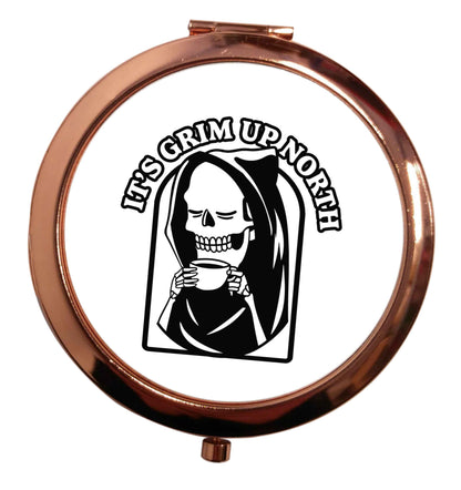 It's grim up North rose gold circle pocket mirror