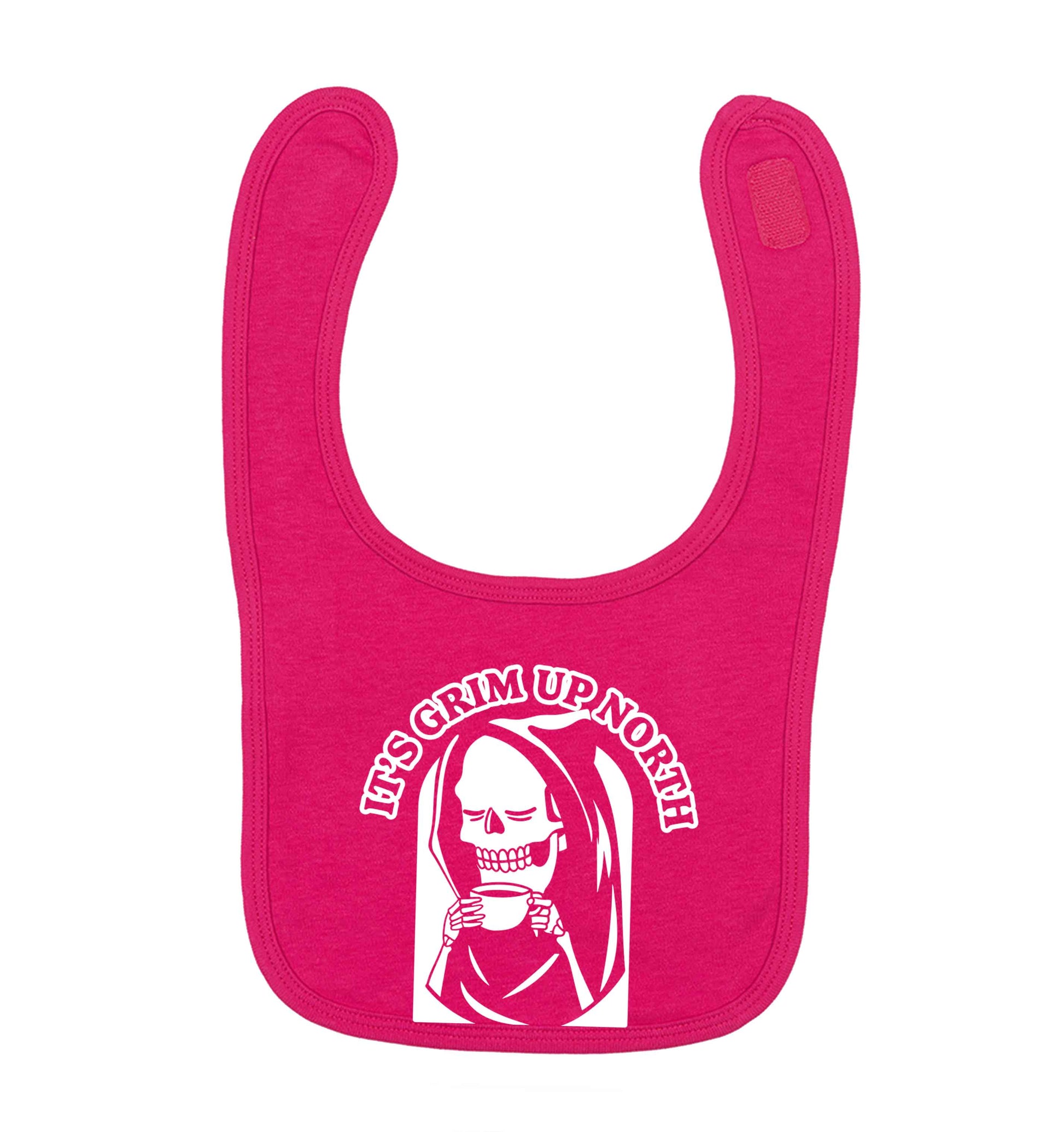 It's grim up North dark pink baby bib
