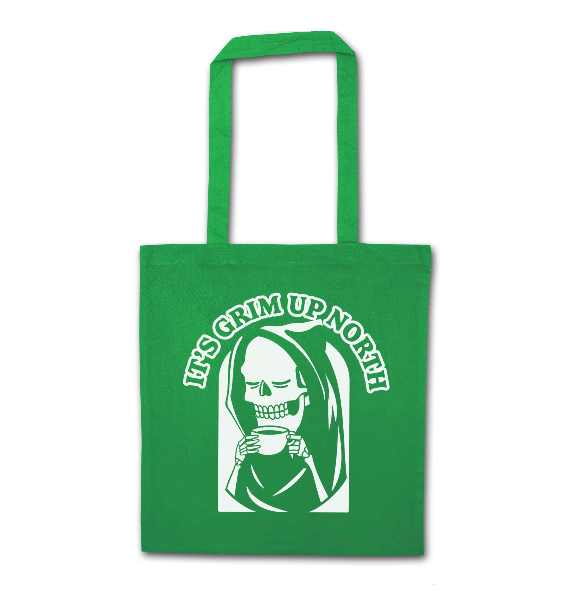 It's grim up North green tote bag
