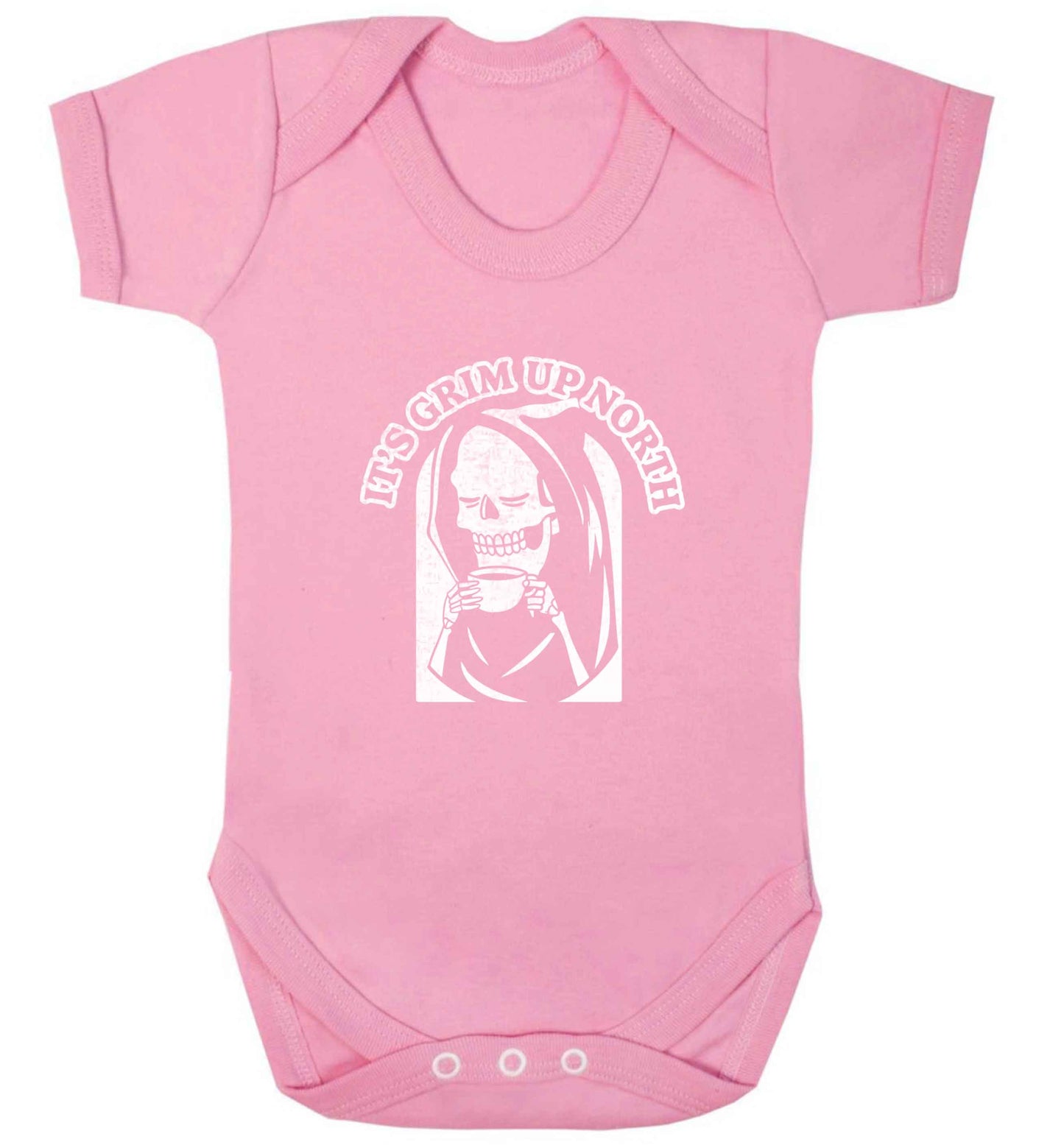 It's grim up North baby vest pale pink 18-24 months