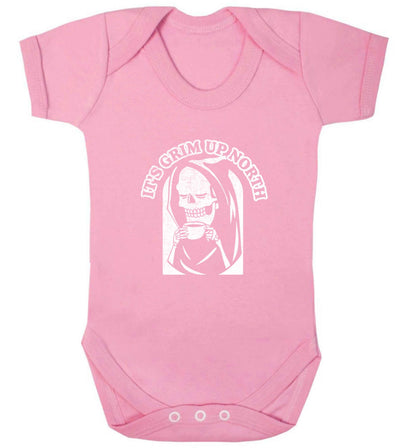 It's grim up North baby vest pale pink 18-24 months