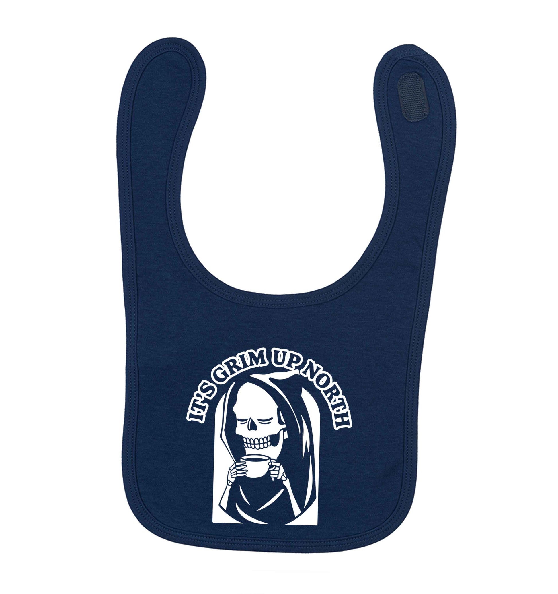 It's grim up North navy baby bib