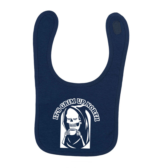 It's grim up North navy baby bib
