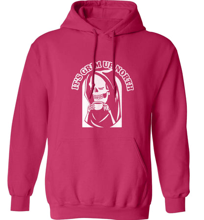 It's grim up North adults unisex pink hoodie 2XL