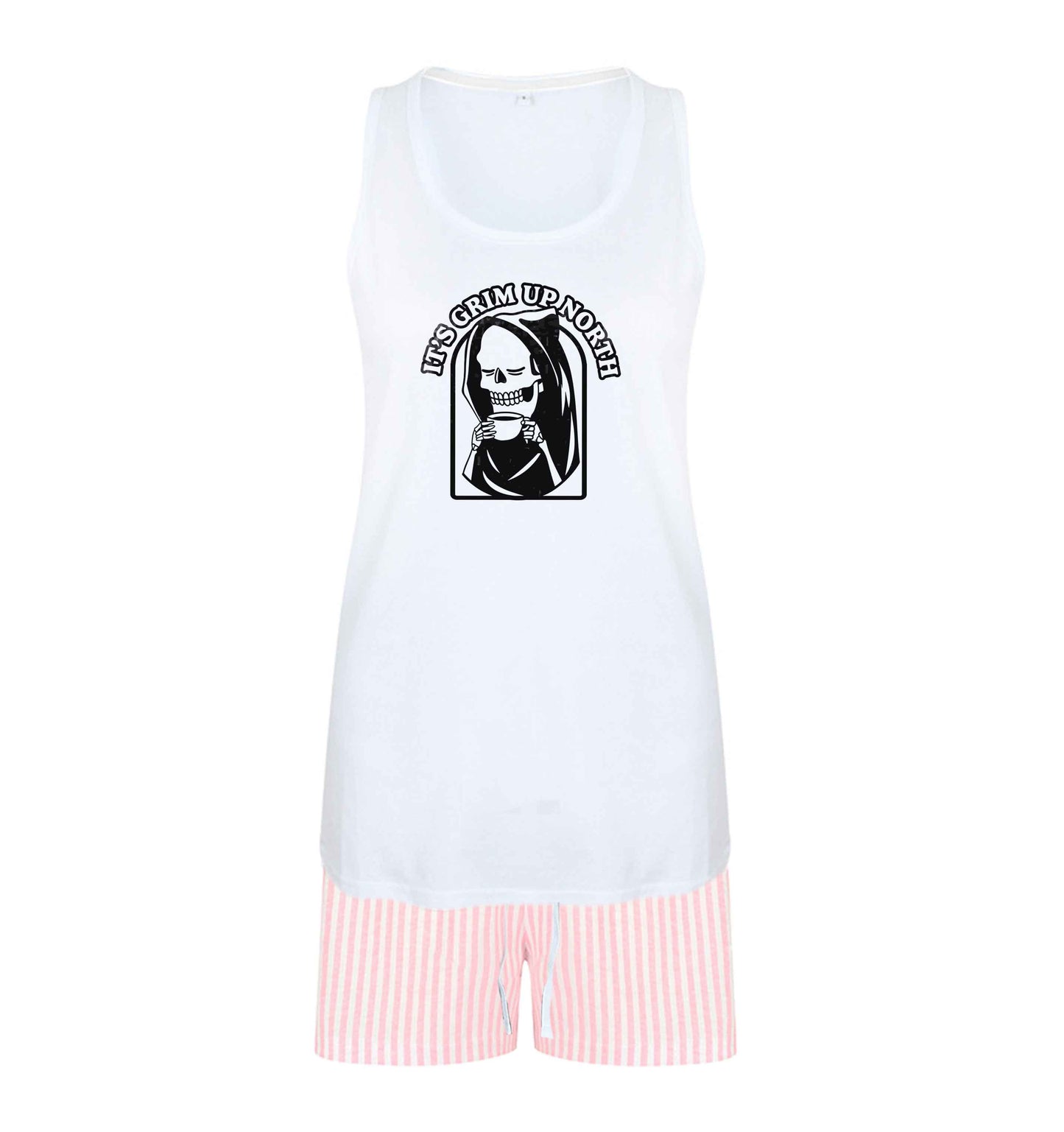 It's grim up North size XL women's pyjama shorts set in pink 
