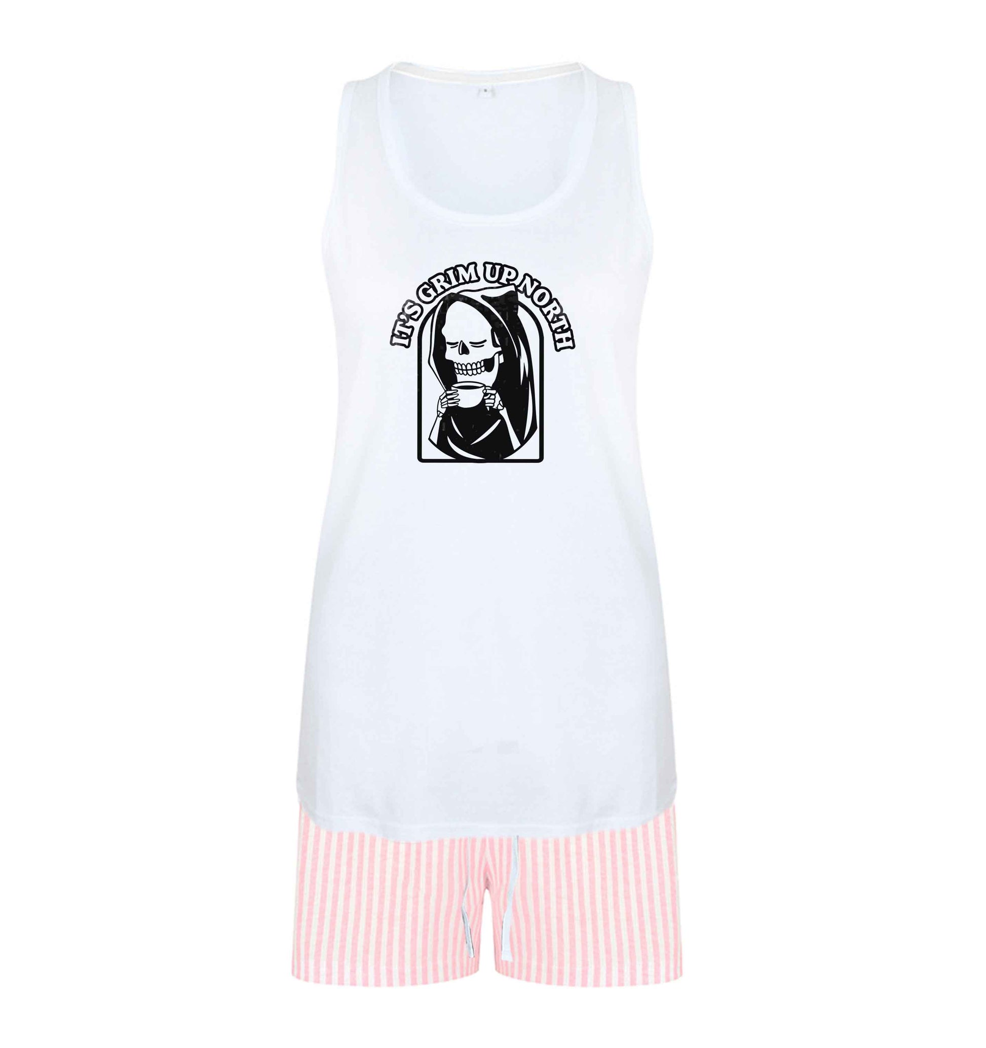 It's grim up North size XL women's pyjama shorts set in pink 
