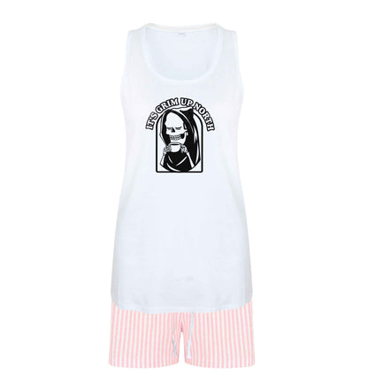 It's grim up North size XL women's pyjama shorts set in pink 