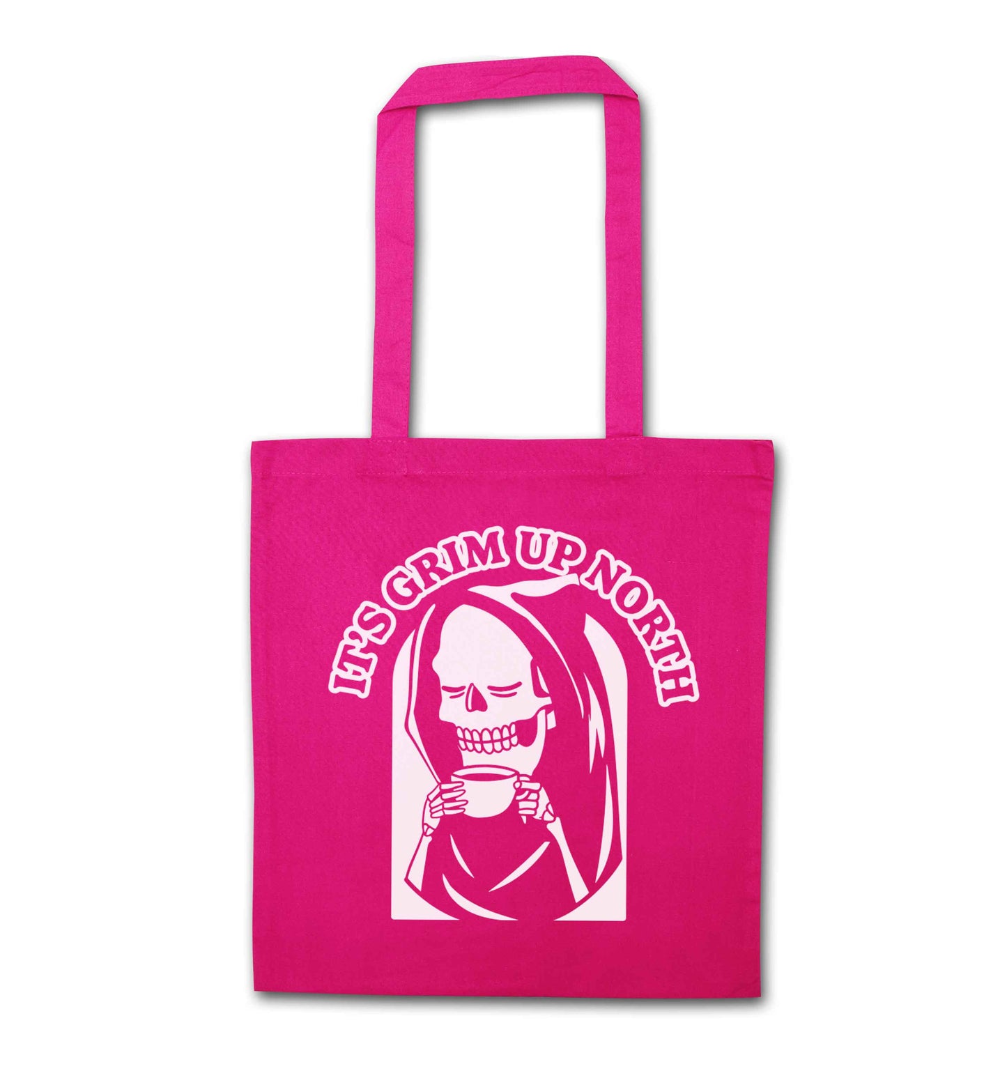 It's grim up North pink tote bag