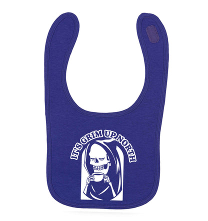 It's grim up North purple baby bib