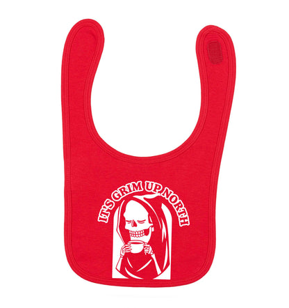 It's grim up North red baby bib